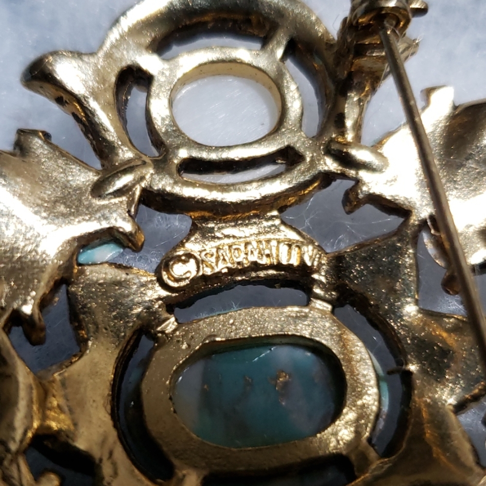 Brooch pin blue white gold - 76 - Picture 3 of 4